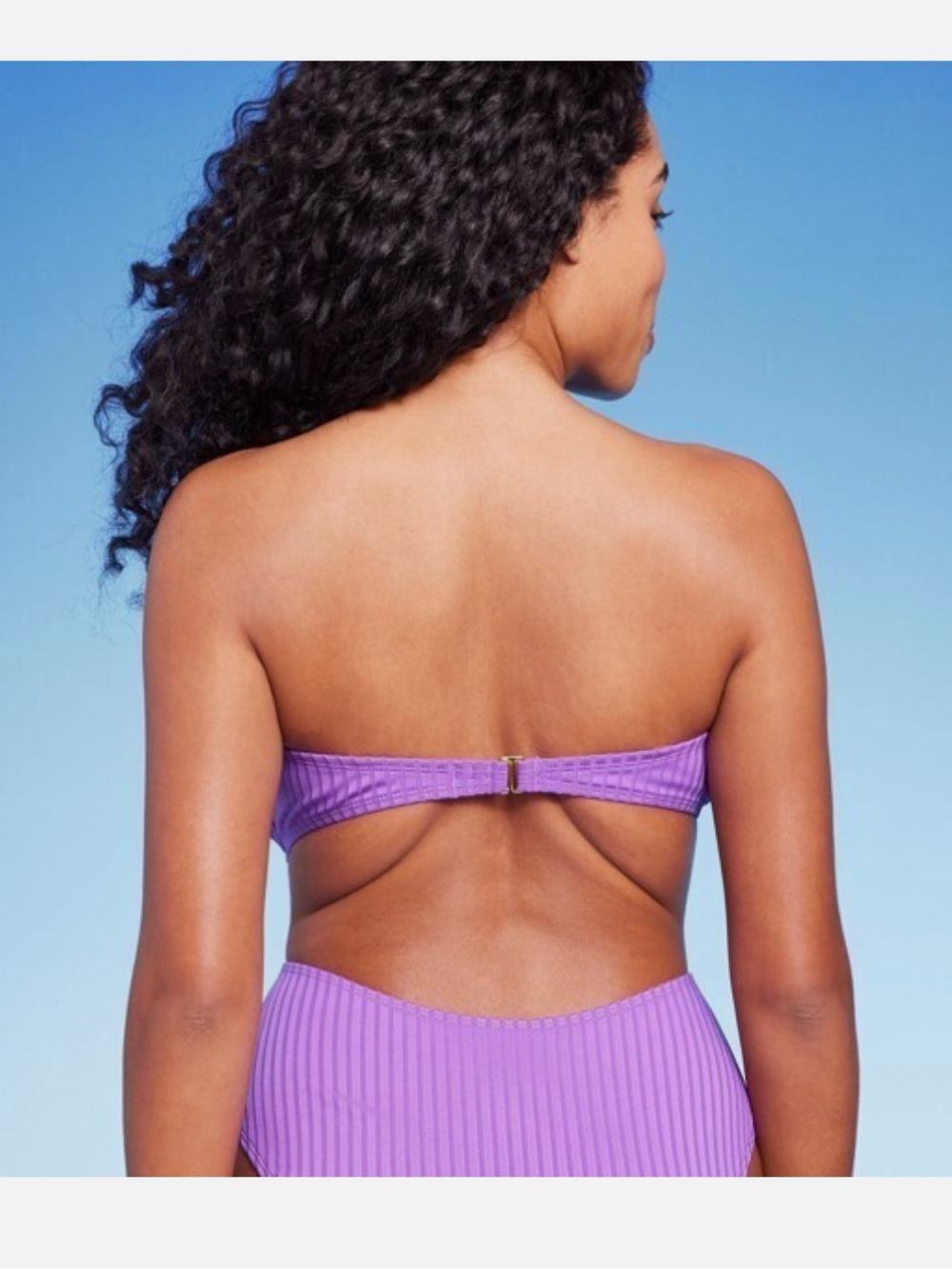 Shade & Shore Purple Ribbed One Piece Cut-Out Bathing Suit - Picture 2 of 9